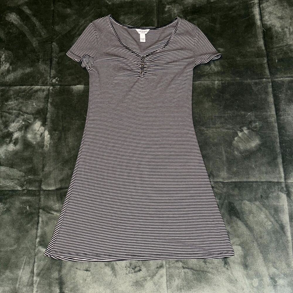 Arizona Jean Co Mini Dress Women's Juniors Small White Black Striped Stretch